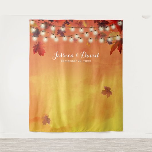 Wasserfarben Herbst macht Elegante Hochzeit im Her Wandteppich (Vorderseite)