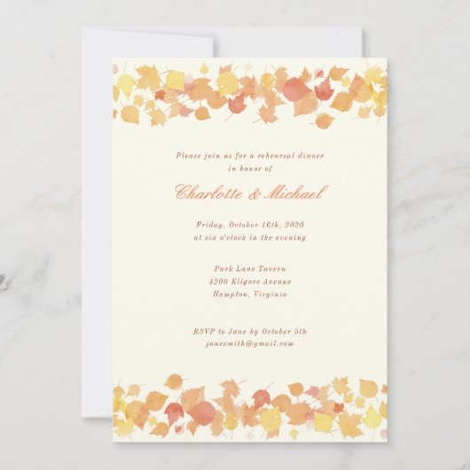 Wasserfarben Herbst Probe Abendessen Einladung (Vorderseite)