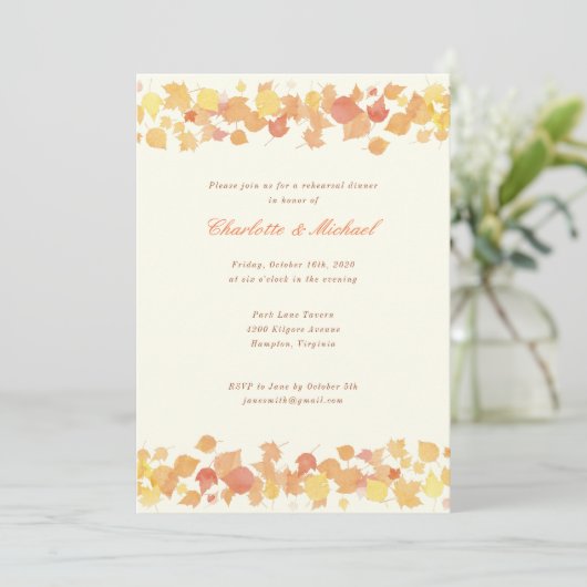Wasserfarben Herbst Probe Abendessen Einladung (Stehend Vorderseite)