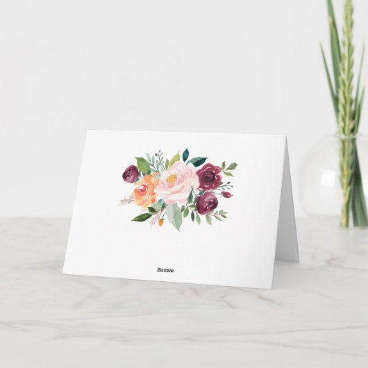 Wasserfarben Herbstblüten Blumengarten Hochzeit Dankeskarte (Rückseite)