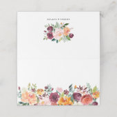 Wasserfarben Herbstblüten Blumengarten Hochzeit Platzkarte (Außenseite Aufgefaltet)