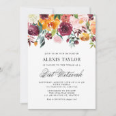 Wasserfarben Herbstblüten fallen Bat Mitzvah Einladung (Vorderseite)