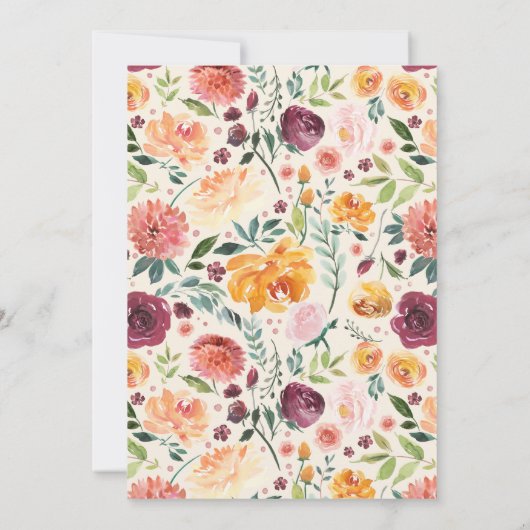 Wasserfarben Herbstblüten fallen Bat Mitzvah Einladung (Rückseite)