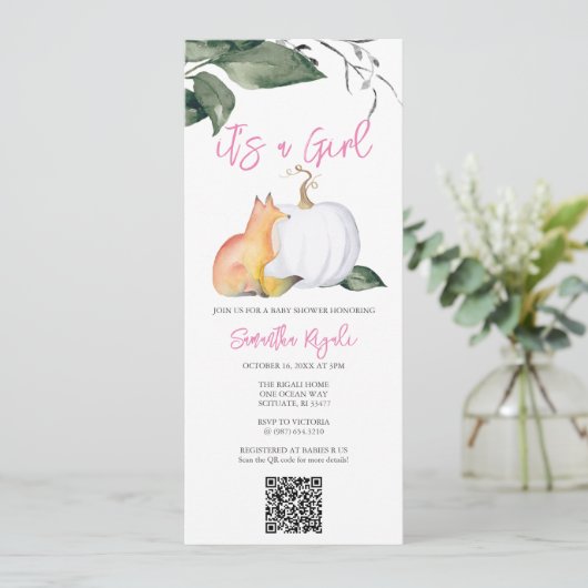 Wasserfarben Herbstdusche Woodland Kindermädchen Einladung (Stehend Vorderseite)