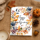 Wasserfarben Herbstfeuer glücklich Thanksgiving Postkarte