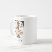 Wasserfarben Herbstfloral Initial T Kaffeetasse (Vorderseite Links)