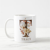 Wasserfarben Herbstfloral Initial T Kaffeetasse (Links)
