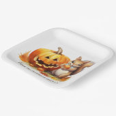 Wasserfarben-Herbsthörnchen mit Jack-o-Laterne Pappteller (Gewinkelt)