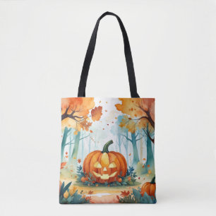 Wasserfarben Herbstpumpen Herbstlaube Wald Tasche