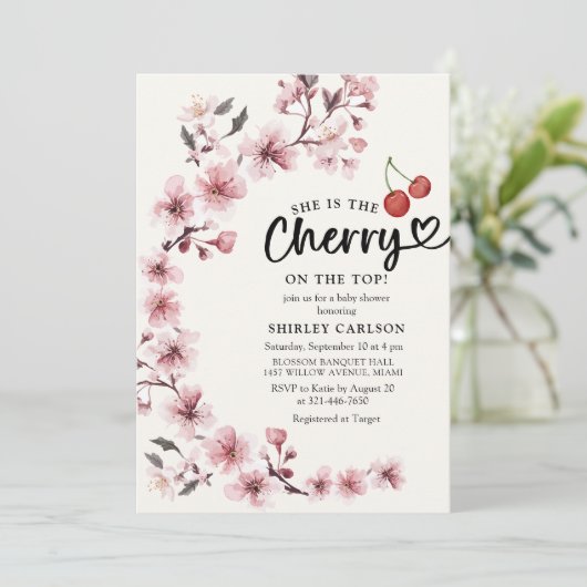 Wasserfarben-Herry-Frühlingsmädchen Kinderdusche Einladung (Stehend Vorderseite)