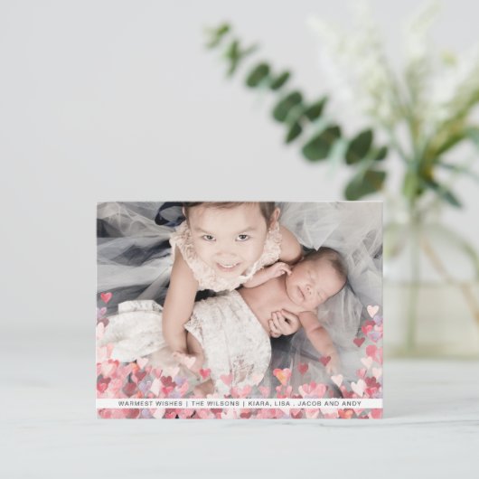 Wasserfarben Herz Liebe Niedliches Foto Valentinst Postkarte (Stehend Vorderseite)