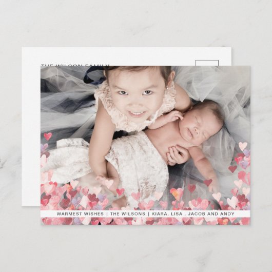 Wasserfarben Herz Liebe Niedliches Foto Valentinst Postkarte (Vorne/Hinten)