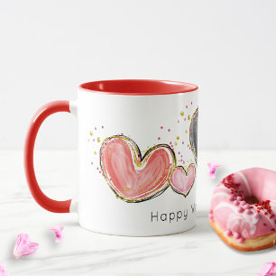 Wasserfarben Herzchen Glücklicher Valentinstag Tasse