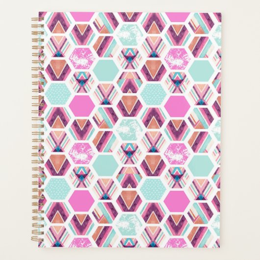 Wasserfarben-Hexagon-Muster Planer (Vorderseite)