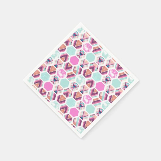 Wasserfarben-Hexagon-Muster Serviette (Ecke)