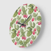 Wasserfarben Himbeere Nahtloses Muster Große Wanduhr (Winkel)
