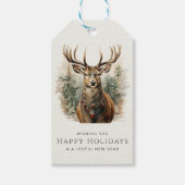 Wasserfarben Hirsch Personalisiert Rentierweihnach Geschenkanhänger (Vorderseite)