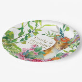 Wasserfarben Hirschwald Grünpflanzen Party versorg Pappteller (Schrägansicht)