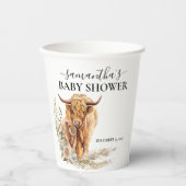 Wasserfarben Hochland Kuh Calf Baby Boho Pampas Pappbecher (Vorderseite)