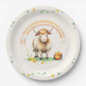 Wasserfarben Hochland Kuh Rainbow St Patricks Day Pappteller (Vorderseite)