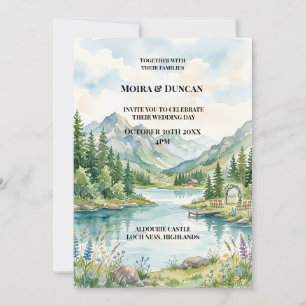 Wasserfarben-Hochzeit am Bergsee Einladung