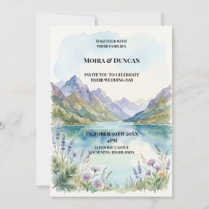 Wasserfarben-Hochzeit am Bergsee Einladung