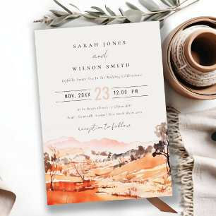 Wasserfarben-Hochzeit im Wald mit Orange-Blush in Einladung