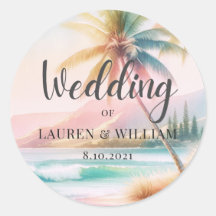 Wasserfarben-Hochzeit mit Palmen am Strand