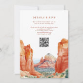 Wasserfarben-Hochzeit mit QR-Code in der Wüste und Einladung (Rückseite)
