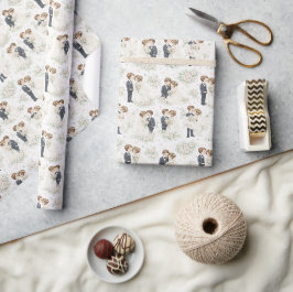 Wasserfarben-Hochzeit Romantische Braut Bräutigam  Geschenkpapier