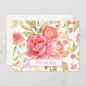 Wasserfarben-Hochzeit Save the Date Postkarte (Vorne/Hinten)