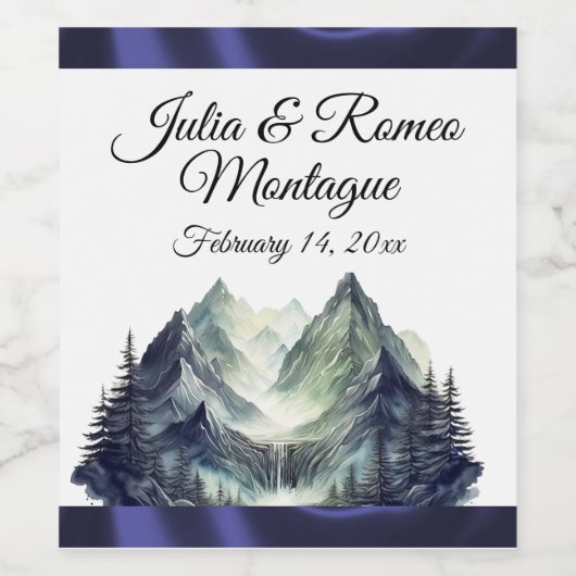 Wasserfarben-Hochzeit Weinetikett (Einzelnes Label)