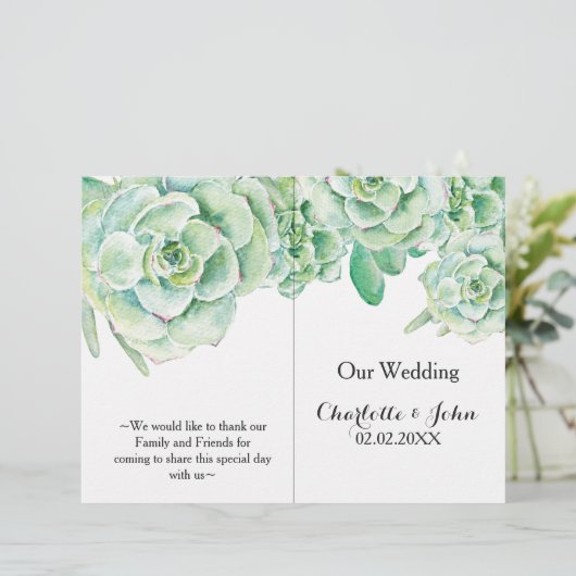 Wasserfarben-Hochzeitsprogramm (Stehend Vorderseite)