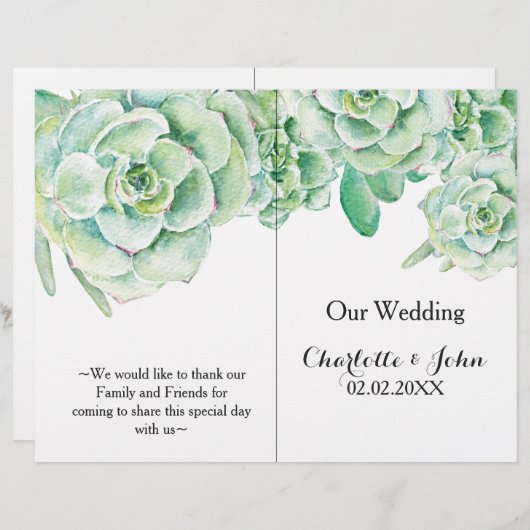 Wasserfarben-Hochzeitsprogramm (Vorne/Hinten)