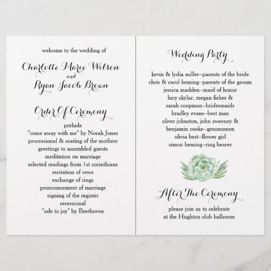 Wasserfarben-Hochzeitsprogramm (Rückseite)