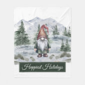 Wasserfarben Holiday Gnome Fleece Blankon (Vorderseite)