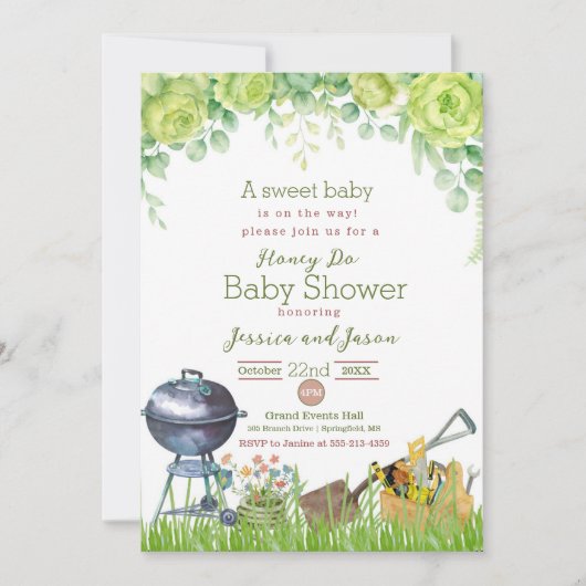 Wasserfarben Honey Do Baby Dusche Einladung (Vorderseite)