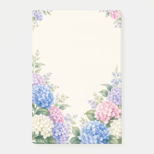 Wasserfarben-Hortensien-Garten Post-it Klebezettel (Vorderseite)