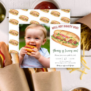 Wasserfarben-Hot-Dog-Kindergeburtstag Einladung