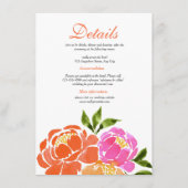 Wasserfarben Hot Pink Orange Blumenzwiebeldetails Begleitkarte (Vorderseite)