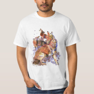 Wasserfarben Howling Coyotes Animal Nature Art T-S T-Shirt