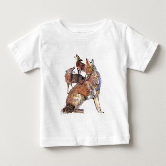 Wasserfarben Howling Coyotes Tierart Baby T-shirt (Vorderseite)