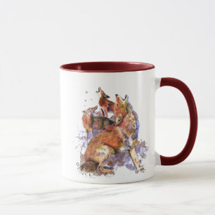 Wasserfarben Howling Coyotes Tierart Tasse