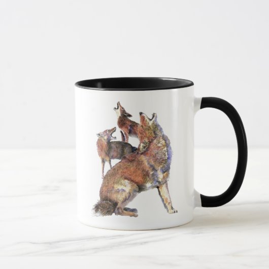 Wasserfarben Howling Coyotes Tierart Tasse (Rechts)