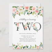 Wasserfarben Hübsche Blütenmädchen Zweiten Geburts Einladung (Vorderseite)