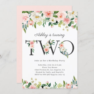 Wasserfarben Hübsche Blütenmädchen Zweiten Geburts Einladung