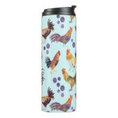 Wasserfarben Hühner Eier Barnyard Hühner Lila Blau Thermosbecher (Nach links gedreht)