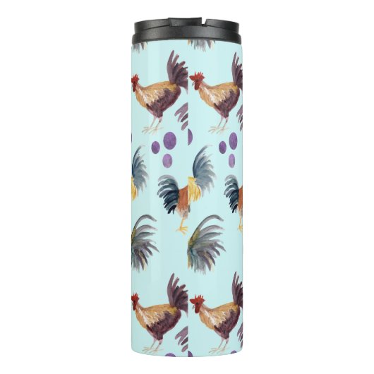 Wasserfarben Hühner Eier Barnyard Hühner Lila Blau Thermosbecher (Rückseite)