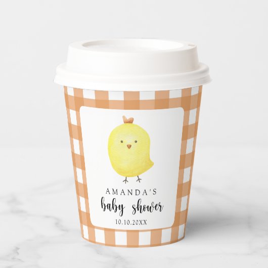 Wasserfarben-HühnerBaby-Dusche Pappbecher (Vorderseite)