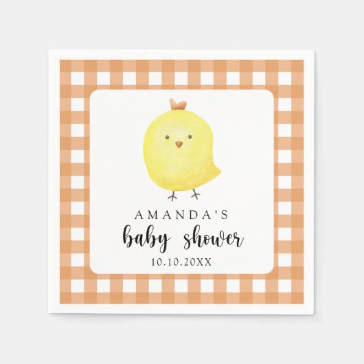 Wasserfarben-HühnerBaby-Dusche Serviette (Vorderseite)